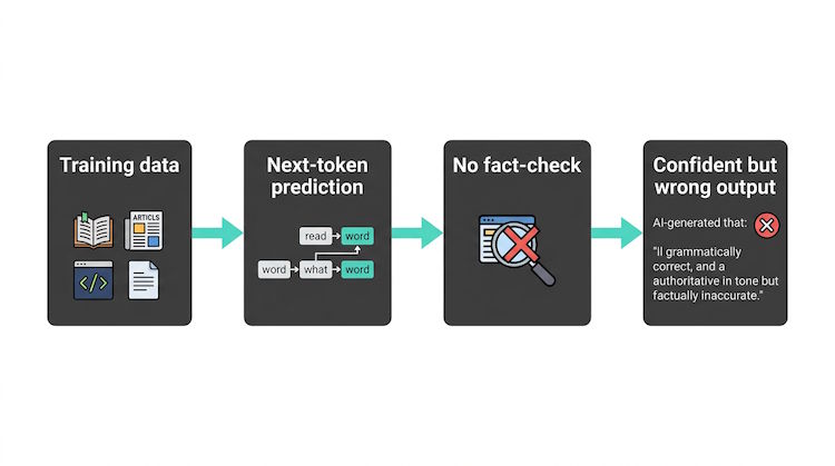 How hallucinations happen: training to output without fact-check