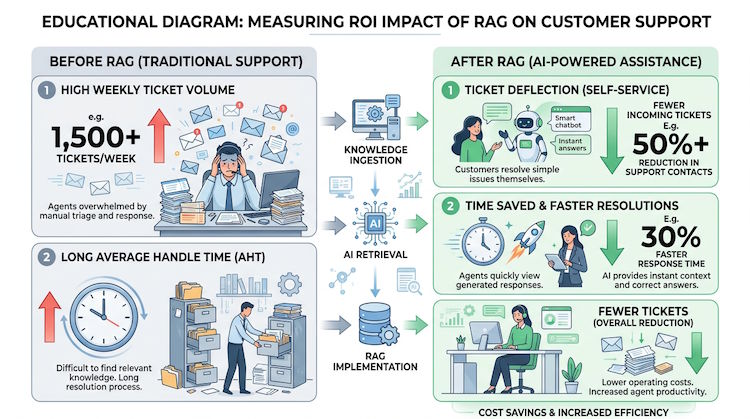 Before vs after RAG: deflection and time saved